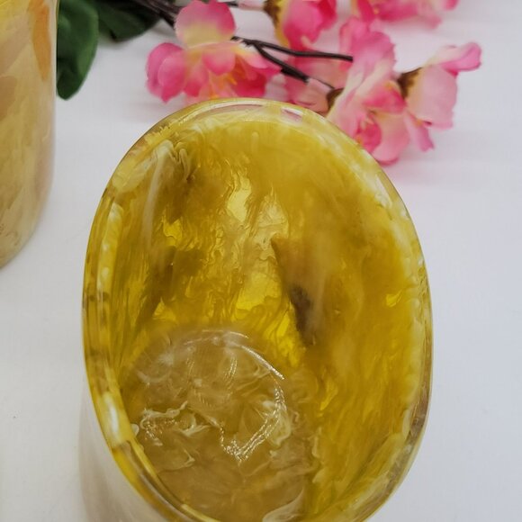 3 Pc Bathroom Set Tissue Box Toothbrush Holder Canister Pressed Flowers Acrylic - Picture 10 of 16